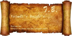 Tolmár Baján névjegykártya